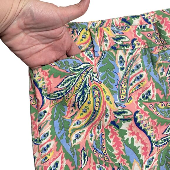 Talbots Womens 12 Petite Perfect Short Chino Botanical Paisley Pockets Stretch - Picture 3 of 15